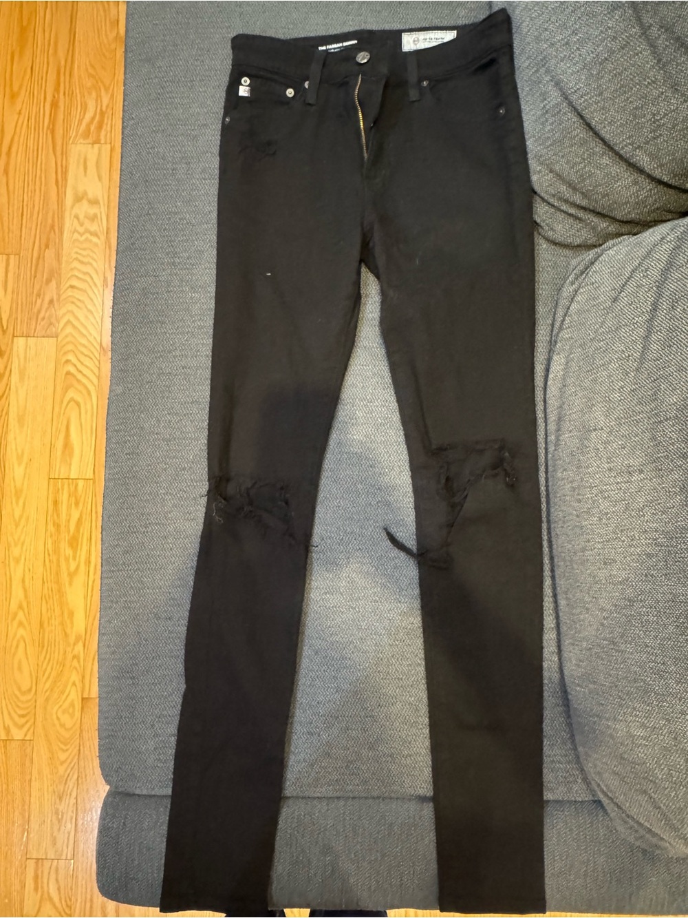 Ag Adriano Goldschmied Black high rise Distressed Skinny Jeans